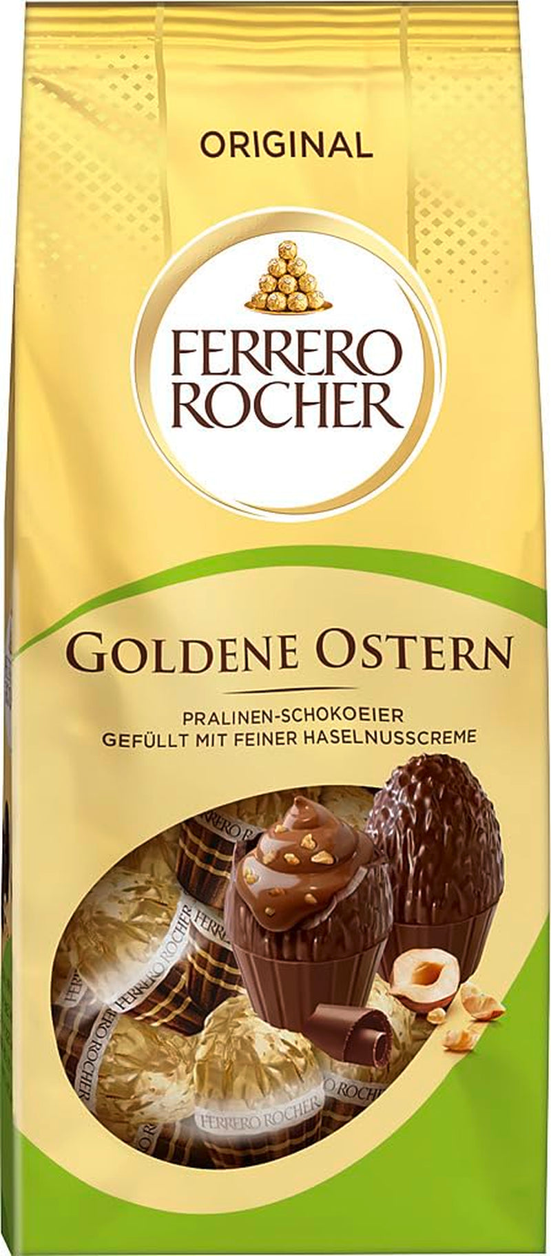 Huevos de Chocolate Ferrero Rocher 90g – Chocolate con Leche con Trozos de Avellanas y Crema Fina de Cacao con Avellanas – Huevos de Pascua para Nidos de Pascua – Regalo de Pascua – Chocolate de Pascua, Dulces de Pascua