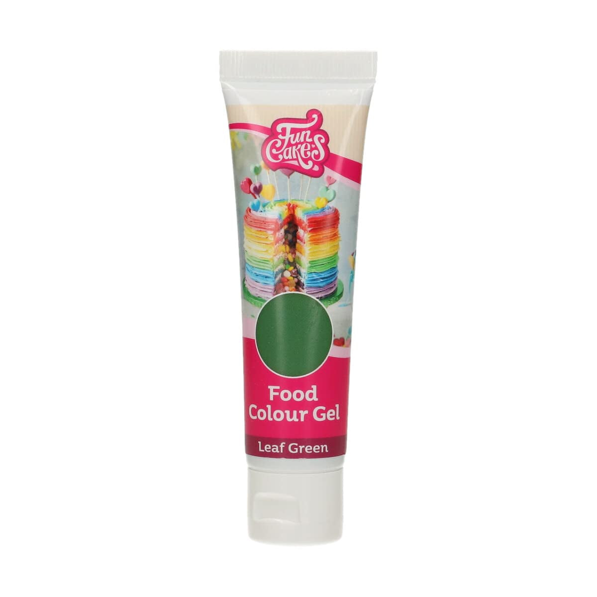 Colorante alimentario Funcakes Hoja Verde: Colorante alimentario altamente concentrado para masas, natas, fondant y mazapanes. Fácil dosificación. Una sola gota para crear colores vibrantes. Halal. 30 gramos.