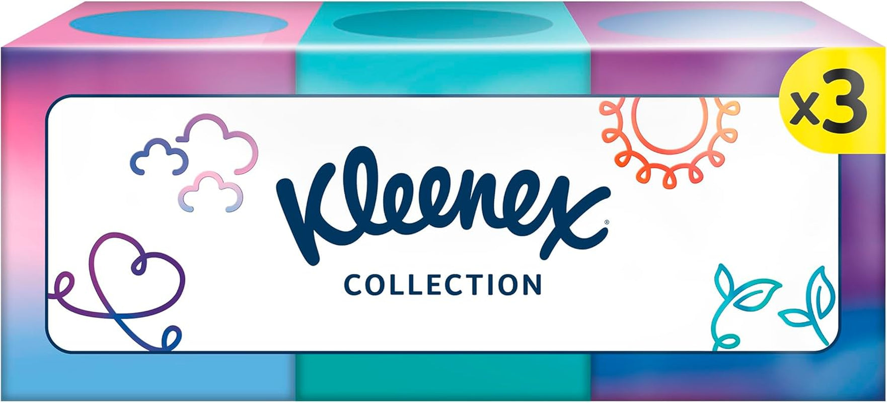 Cajas de pañuelos cosméticos Kleenex, uso diario, 3 capas, cubo de colección, 12 x 48 pañuelos