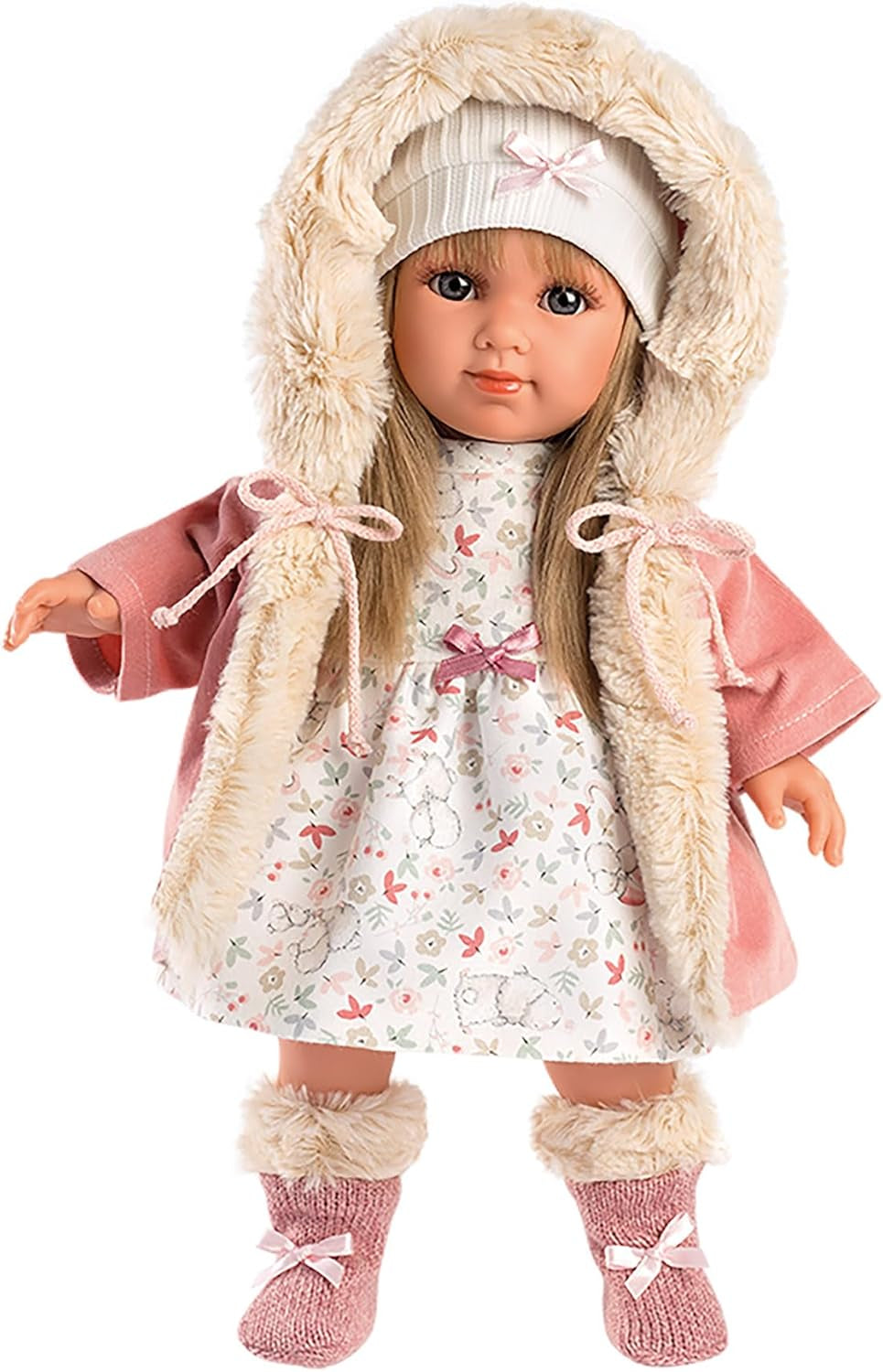 Llorens 1053541 Elena Cabello Rubio Ojos Azules Muñeca De Cuerpo Suave De Moda Incluye Traje De Moda Con Abrigo Con Capucha 35 Cm