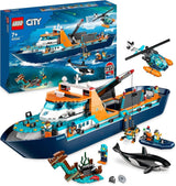 LEGO City Barco de Investigación Ártico, Gran Barco Flotante de Juguete con Helicóptero, Bote Inflable, Submarino Rov, Pecio Vikingo, 7 Minifiguras y Figura de Orca, Regalo para Niños Mayores de 7 años 60368 Juegos de Construcción Besuche den LEGO-Store Single