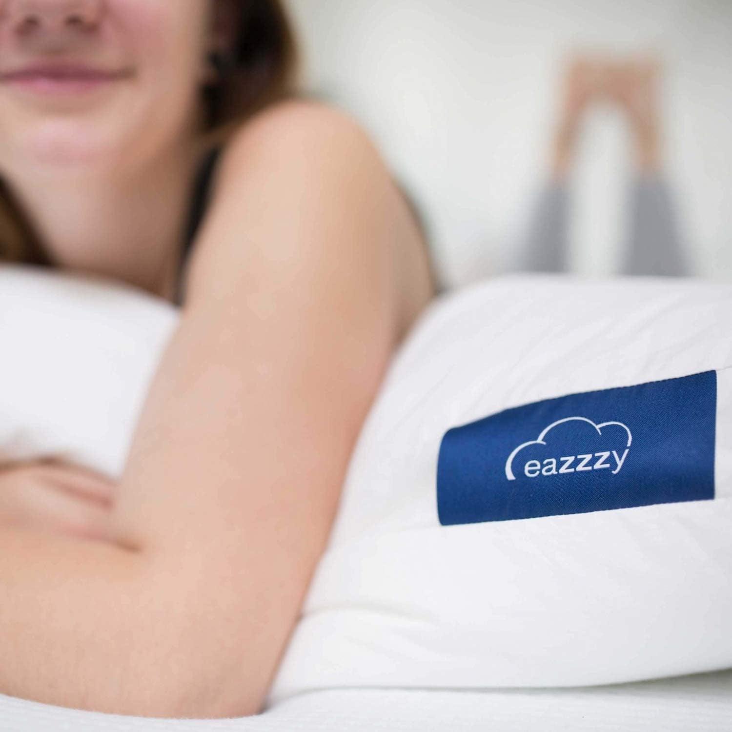 Almohada Genius, algodón, eazzzy 40x80 cm - almohada ortopédica para un sueño reparador, de fibra de leche con aloe vera - apta para alérgicos, con soporte, almohada cervical con certificación Oeko-TEX, blanco, A19202