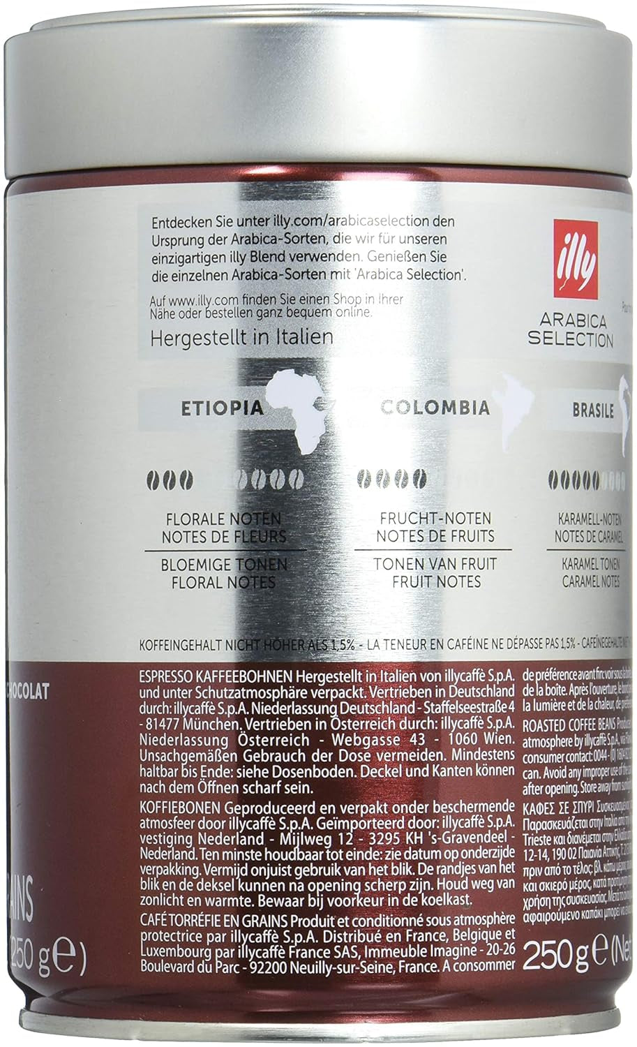 Café Illy, granos de espresso de la Selección Arábica de Guatemala - 250 g