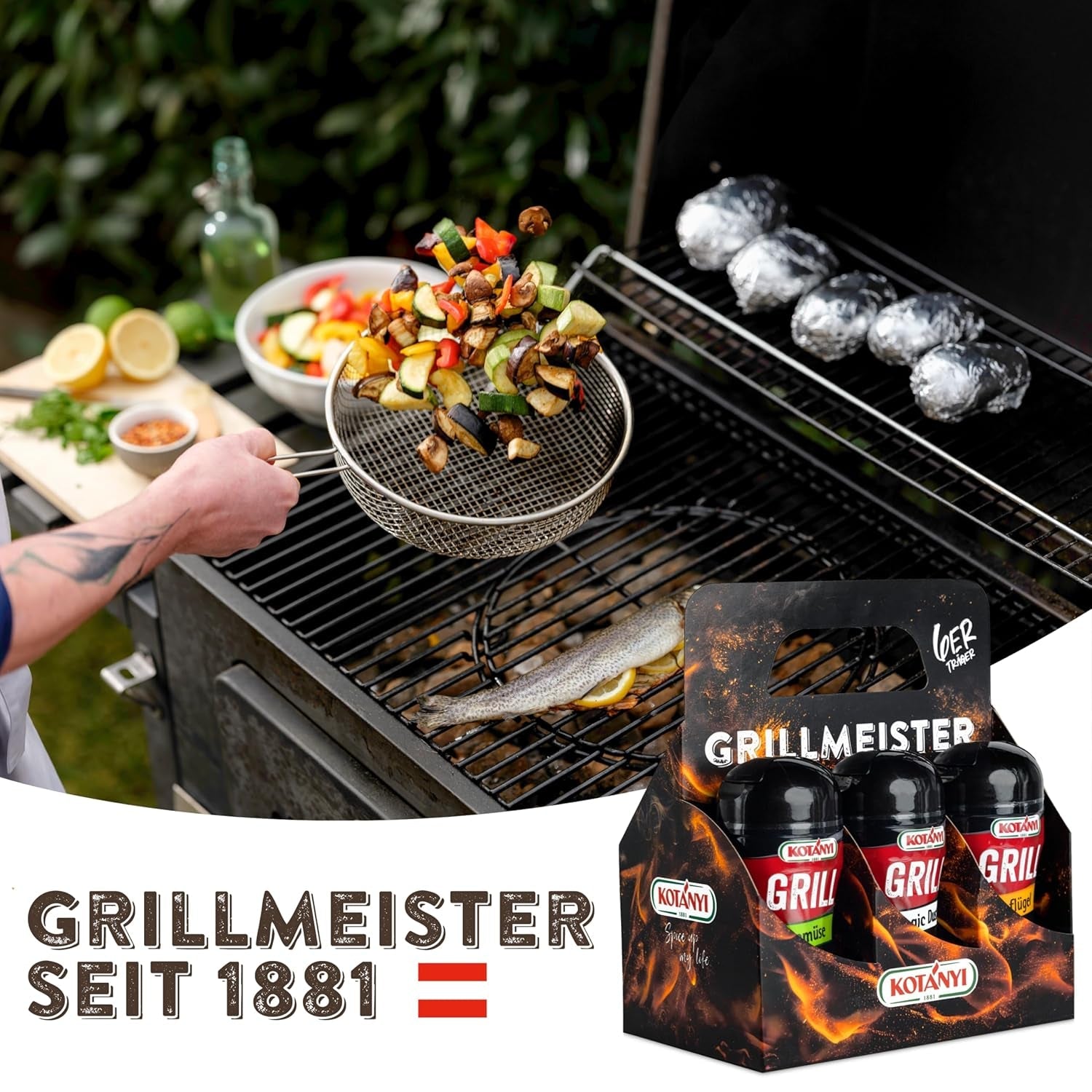 KOTÁNYI Set de regalo Grill Spices - 6er Carrier - Regalos para hombres - Grill Zubehör & Spice Set para jedes BBQ - Grill Zubehör inkl. Polvo Mágico - [¡Jetzt Geburtstagschenken für Männer bestellen!]