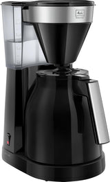 Melitta Easy Top - Cafetera espresso con filtro y jarra de cristal, para hasta 10 tazas de café, negro/acero inoxidable