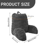 Almohada de lectura para cama y sofá, almohada de lectura con reposamuñecas, reposabrazos y respaldo, almohada de respaldo para descansar, relajarse, leer, trabajar en la computadora portátil, mirar televisión (gris oscuro)