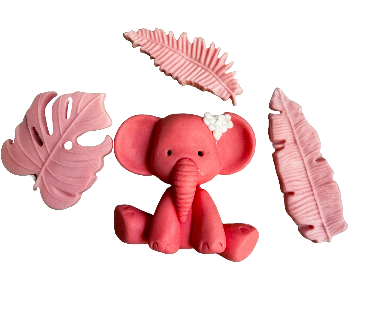Set de 4 adornos comestibles de azúcar, Bautizo, elefante, niña Decoraciones en pasta de azúcar Naty Shop