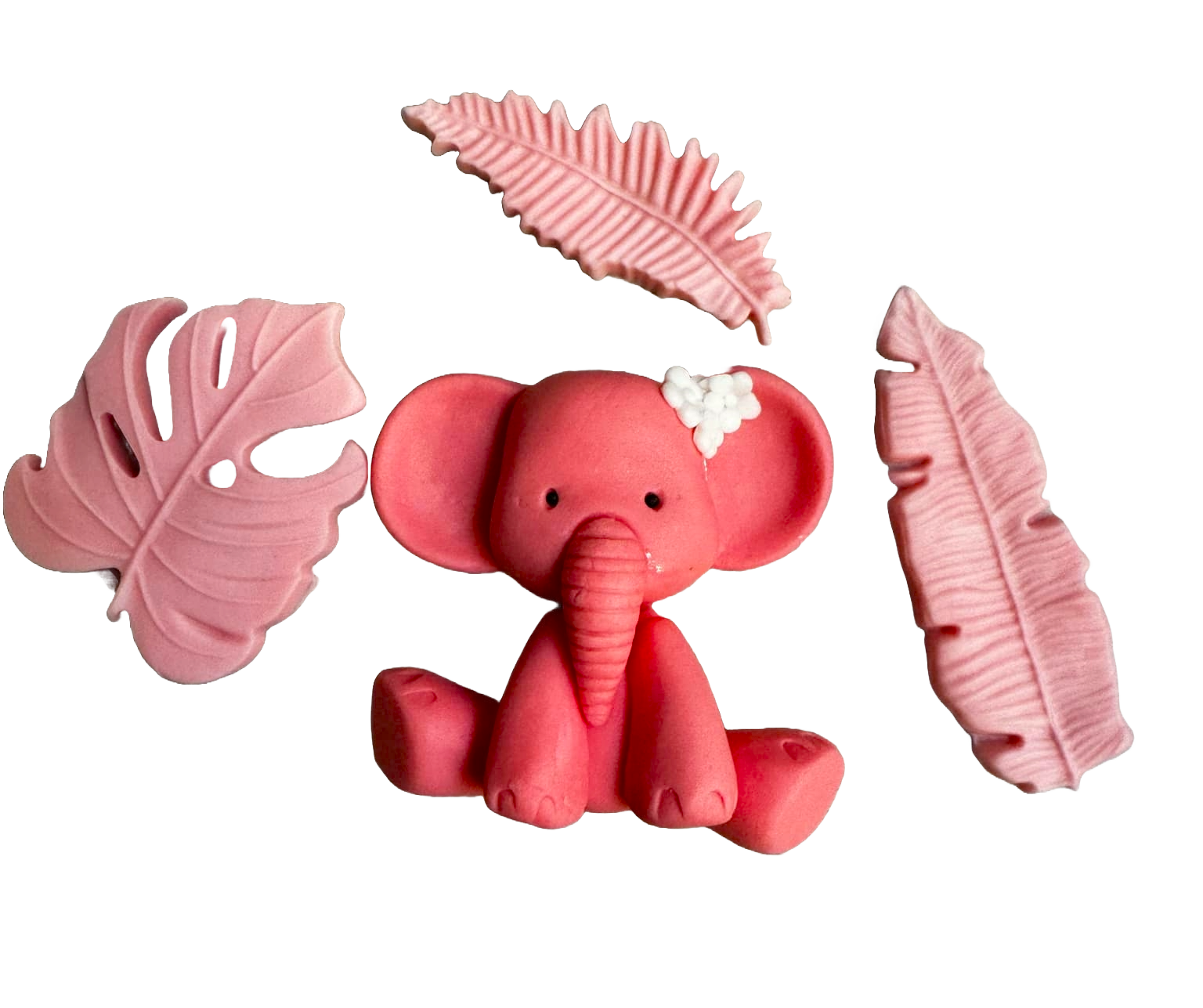 Set de 4 adornos comestibles de azúcar, Bautizo, elefante, niña Decoraciones en pasta de azúcar Naty Shop
