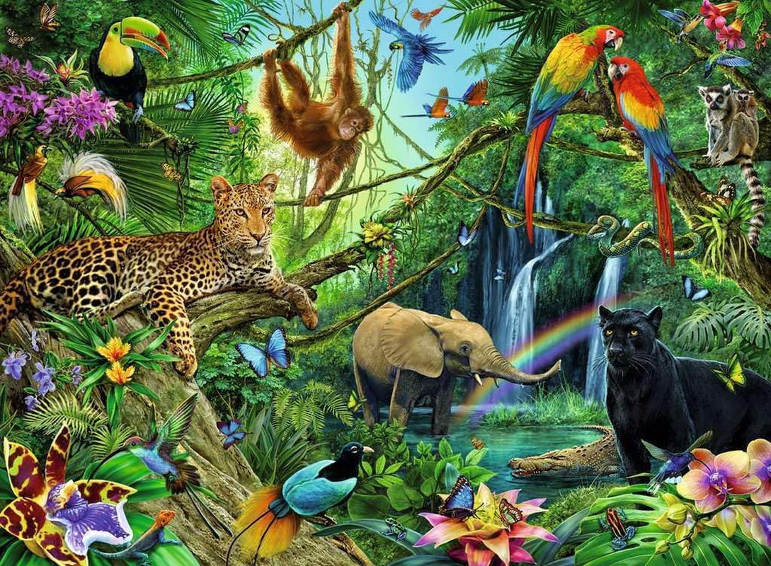 Ravensburger Puzzle para niños - 12660 Animales en la selva - Puzzle de animales para niños a partir de 8 años, con 200 piezas en formato Xxl Puzzle Naty Shop