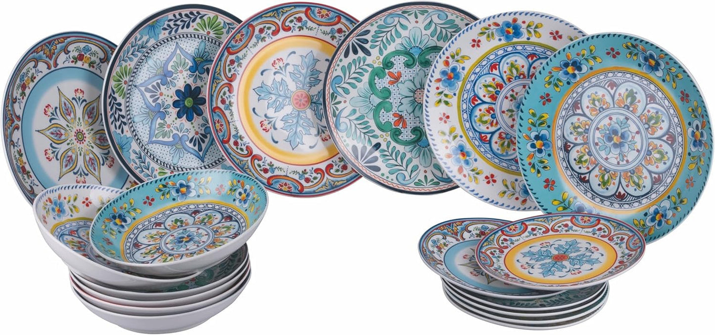 Vajilla de porcelana de 18 piezas, 6 juegos de platos diferentes, Andalucía