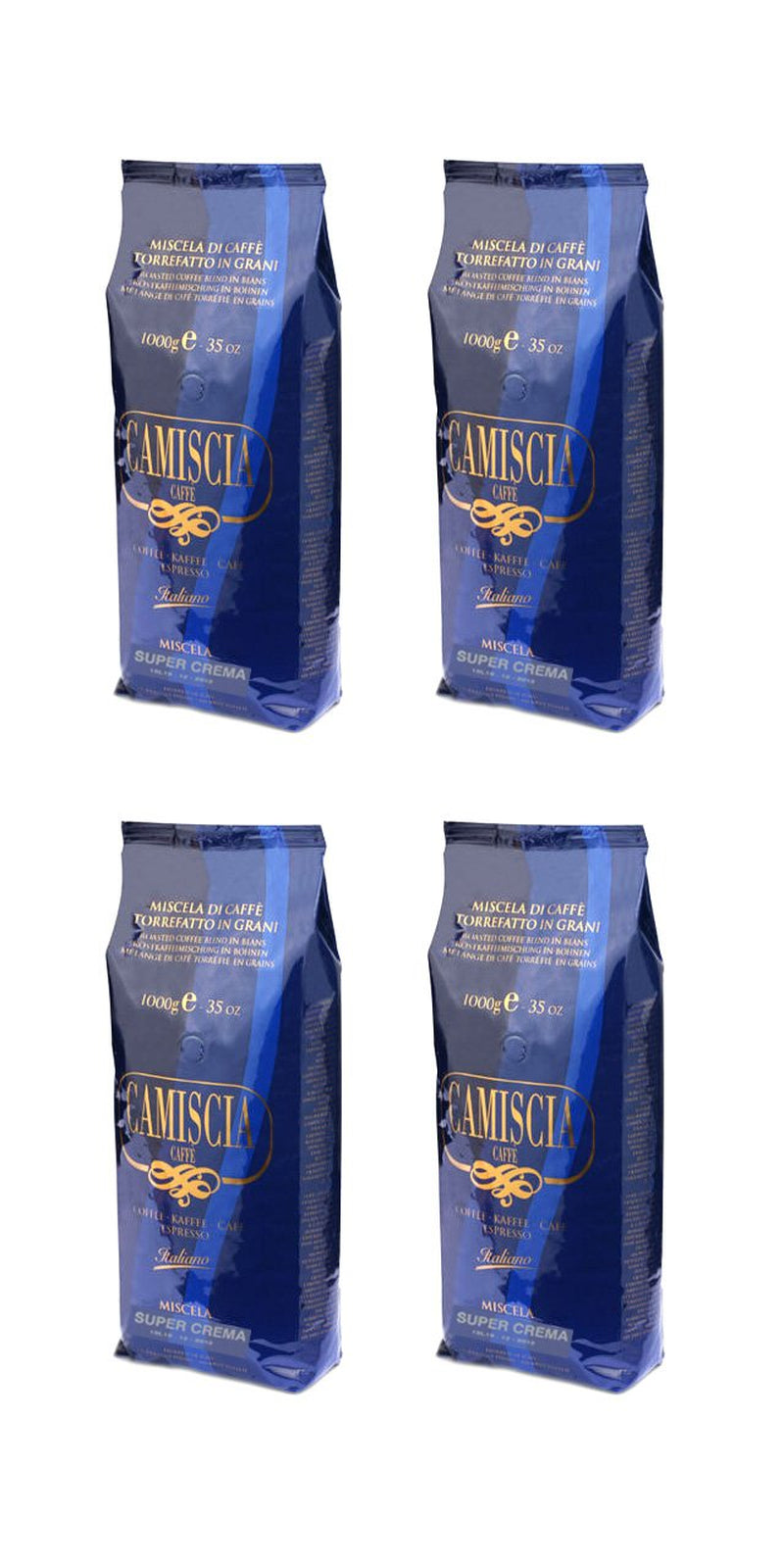 Café en grano Miscela Super Crema 4 kg, paquete económico (4 paquetes x 1000 g)
