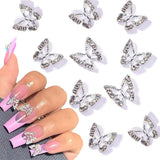 10 piezas de dijes de uñas de mariposa de aleación, piedras colgantes de Metal para decoración de uñas, piedras para diamantes, gemas, joyería de uñas, decoraciones artísticas, fabricación de joyas