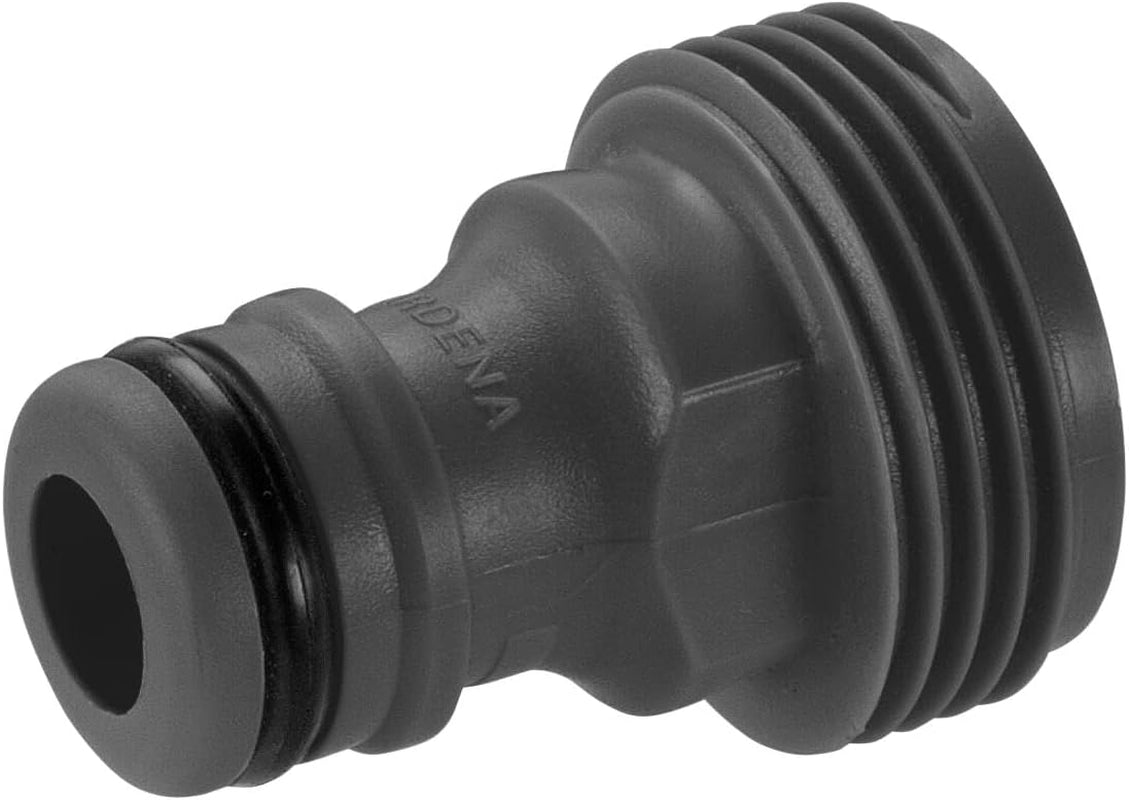 Adaptador para dispositivos Gardena: Conexión al sistema original Gardena para dispositivos de riego con rosca interna, apto para rosca de 26,5 mm (G 3/4"), en caja (2921-20), Negro