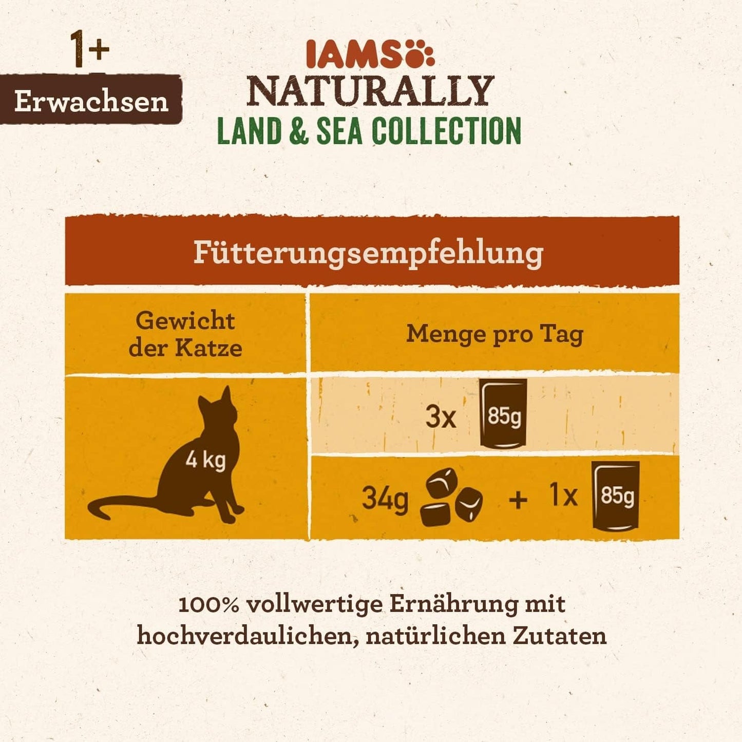 IAMS Comida húmeda natural para gatos en salsa - Comida húmeda de carne y pescado de alta calidad para gatos adultos, Colección Land & Sea, 12 x 85 g