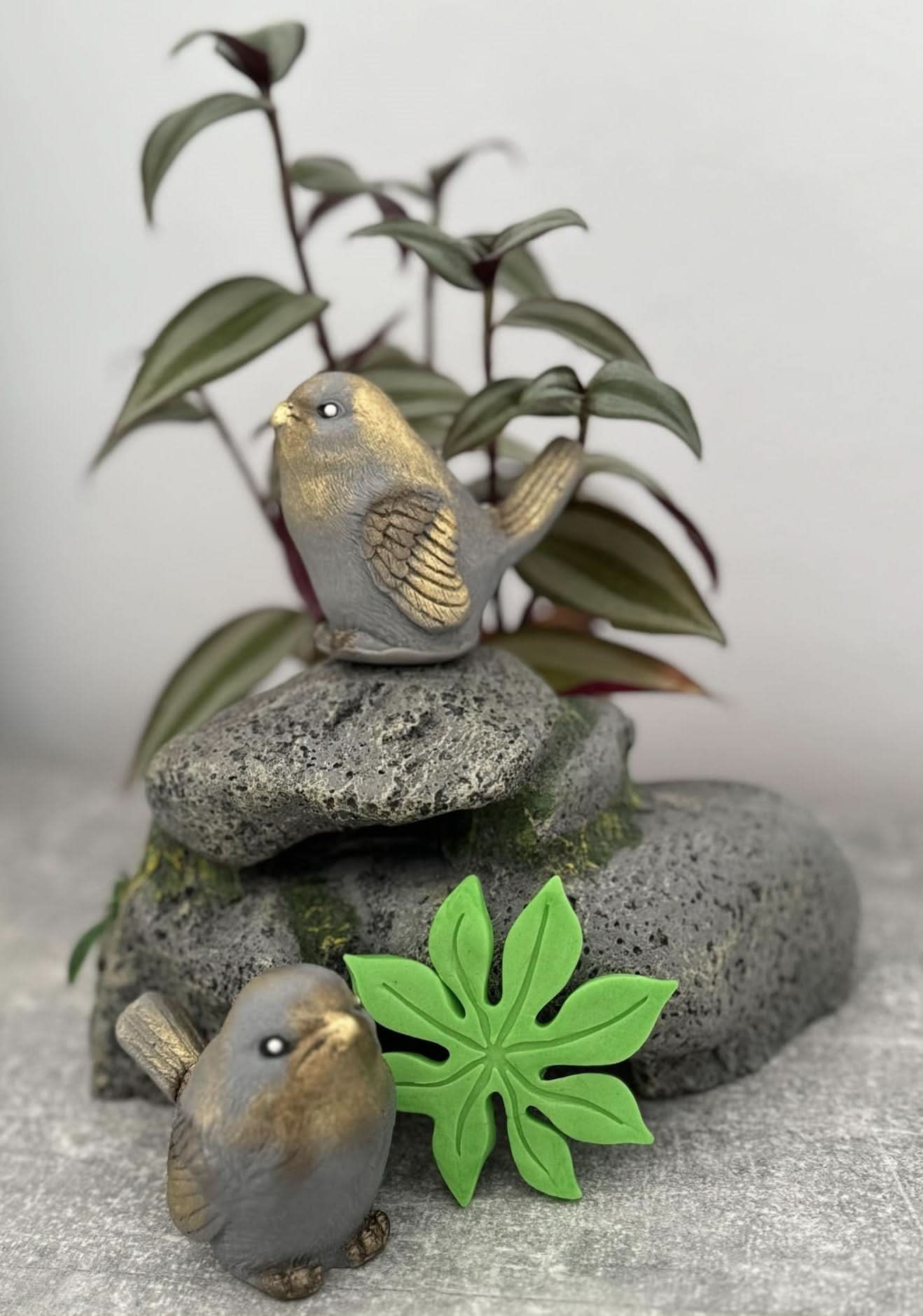 Set de 3 adornos comestibles de azúcar, Pájaros exóticos Decoraciones en pasta de azúcar Nati Shop