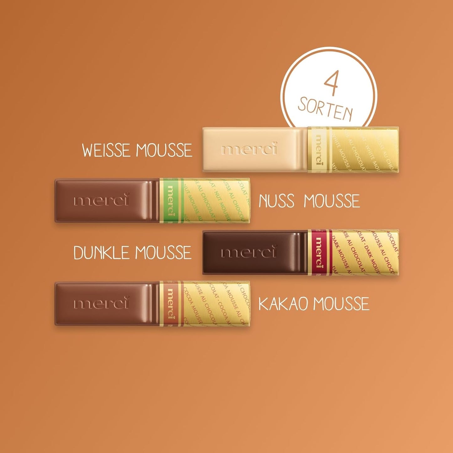 merci Variedad Mousse au Chocolat Finest Selection – 1 x 210 g – Especialidades Exquisita Mousse de Chocolate – Bombones rellenos y sin relleno