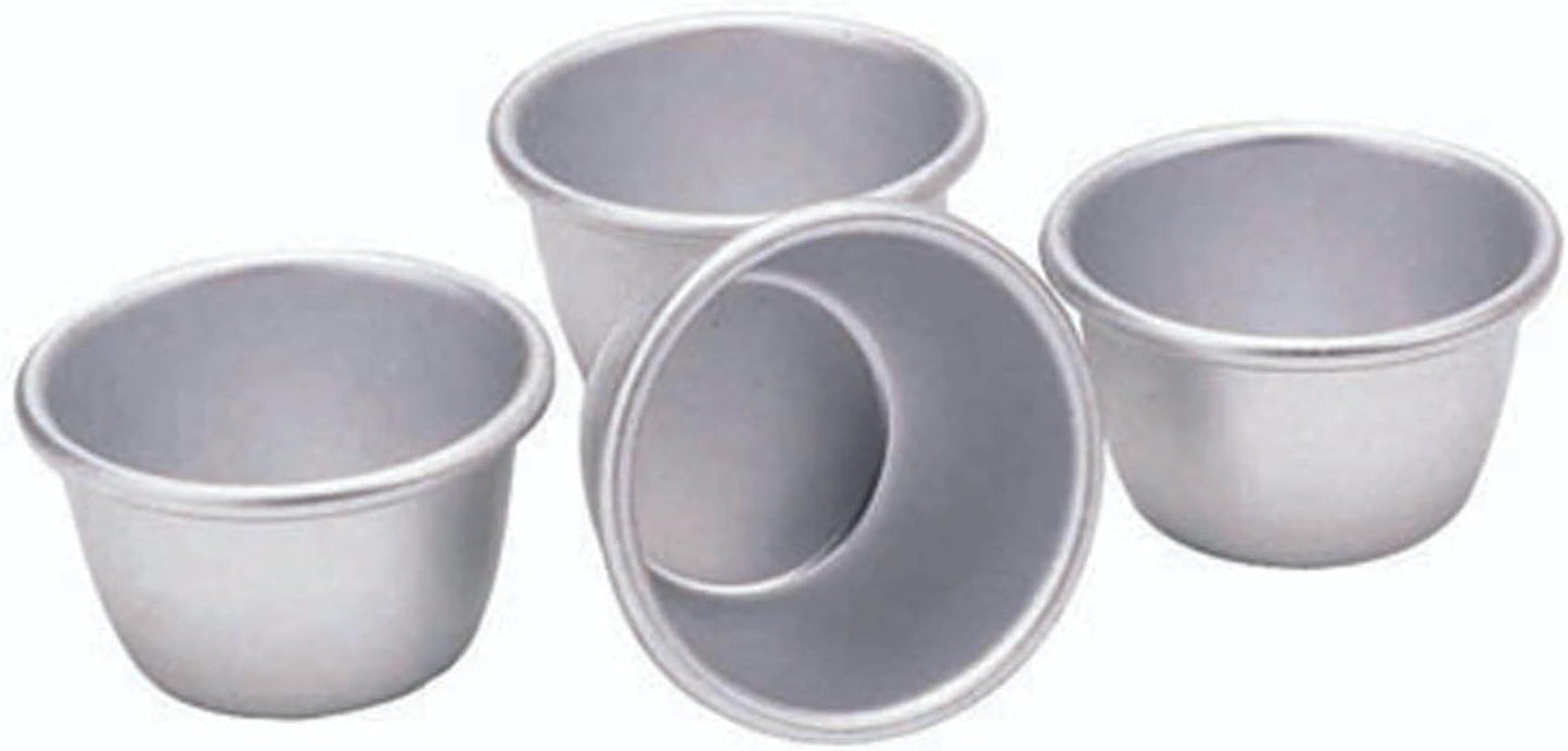 Kitchencraft Mini moldes para pudín de aluminio anodizado, 7,5 cm, juego de 4 moldes y bandejas para hornear plateados Naty Shop