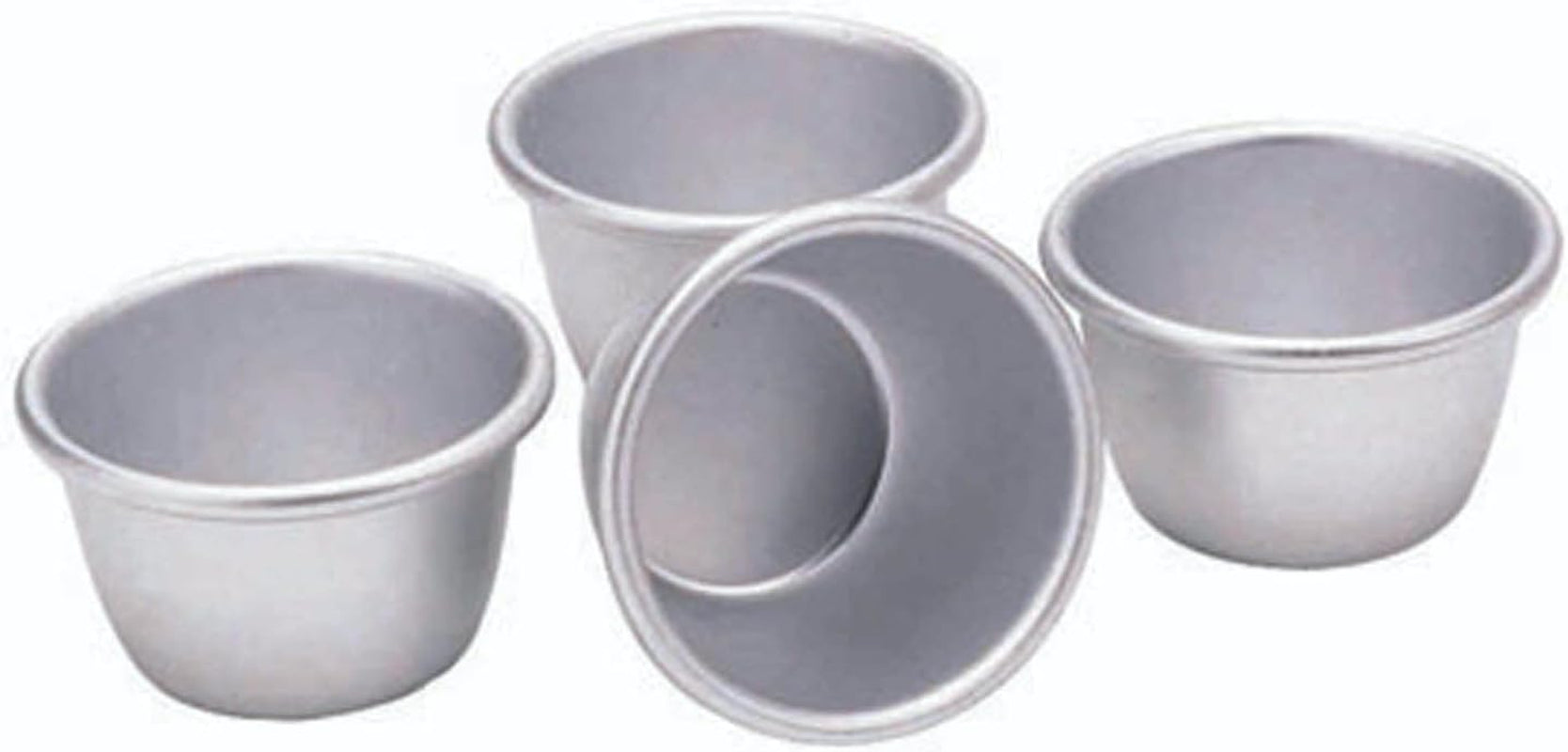 Kitchencraft Mini moldes para pudín de aluminio anodizado, 7,5 cm, juego de 4 moldes y bandejas para hornear plateados Naty Shop