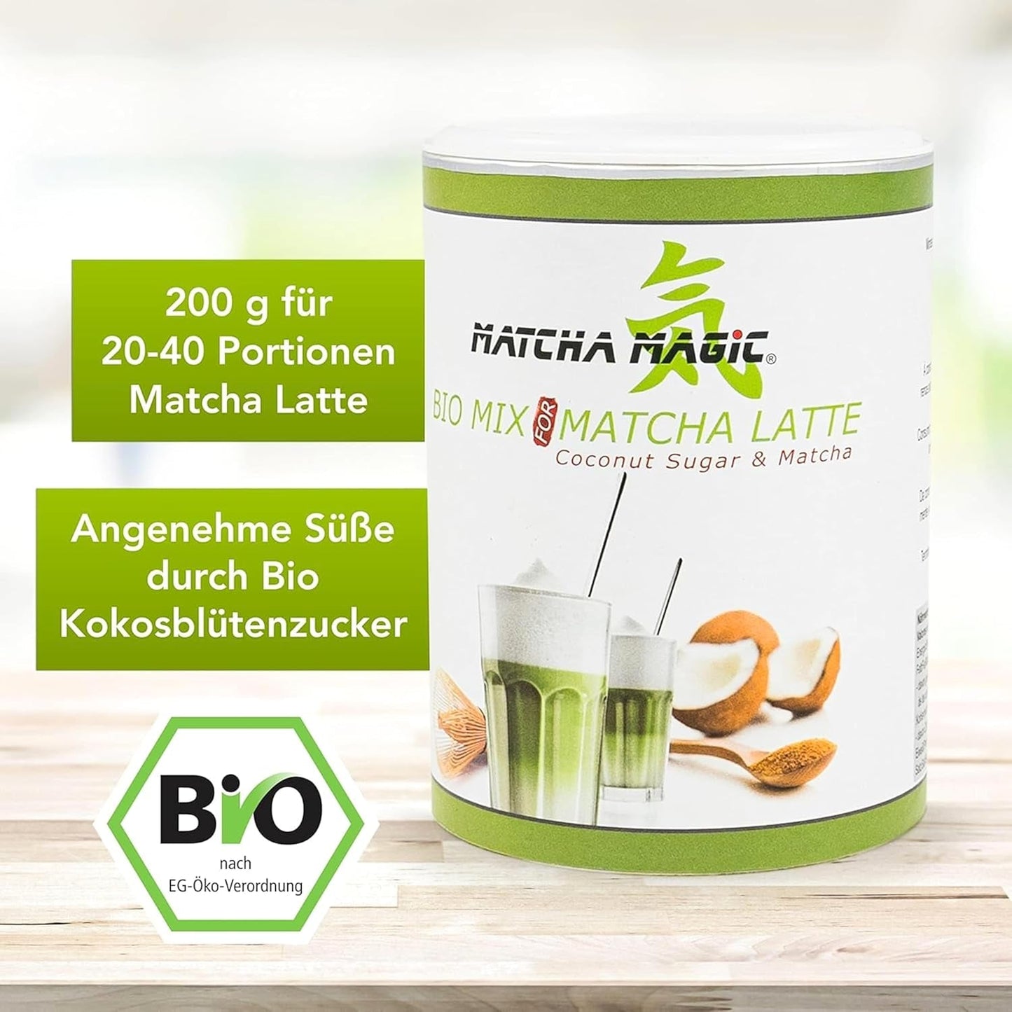 Matchamagic: matcha latte en polvo orgánico de Japón con azúcar de flor de coco para un delicioso té