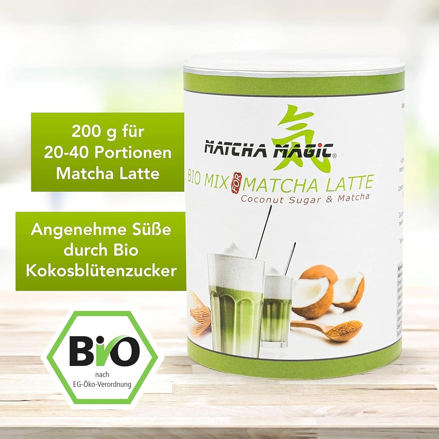 Matchamagic: matcha latte en polvo orgánico de Japón con azúcar de flor de coco para un delicioso té