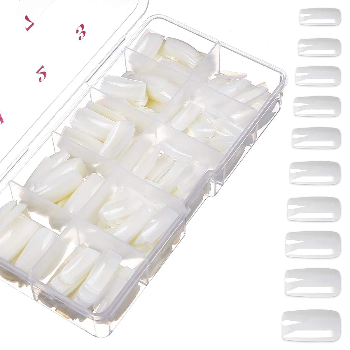 500 Uds uñas artificiales postizas naturales puntas de uñas de ataúd de arte completo para mujeres y niñas