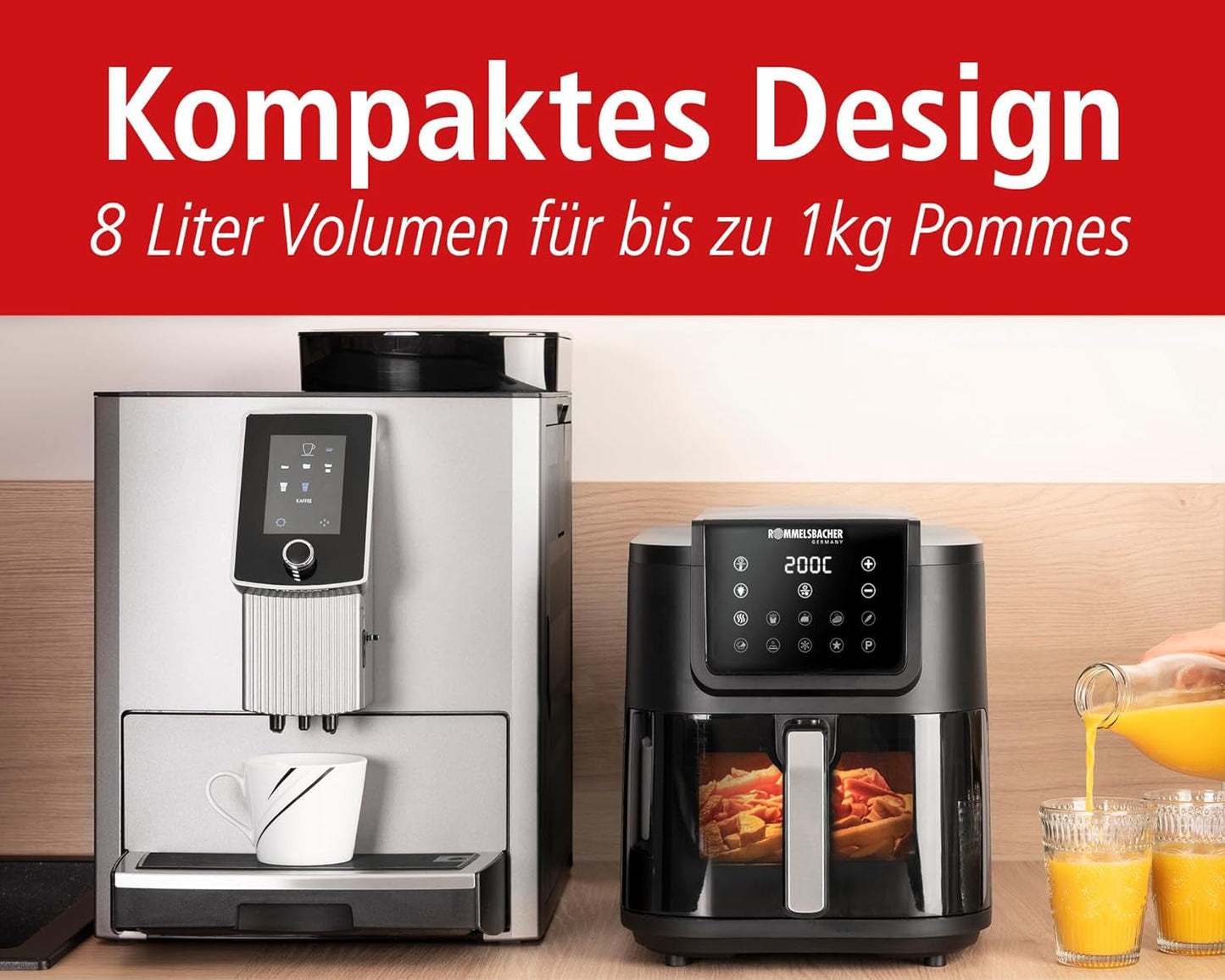 ROMMELSBACHER Freidora de aire caliente con ventana FRH 1700, 10 programas, silenciosa Electrodomésticos Naty Shop