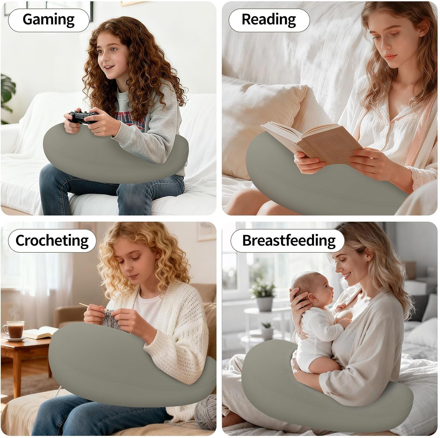 Almohada de lectura y almohada para juegos, almohada de lectura inflable portátil con bolsa de almacenamiento, almohada ergonómica de ganchillo para leer, jugar, hacer crochet y trabajar