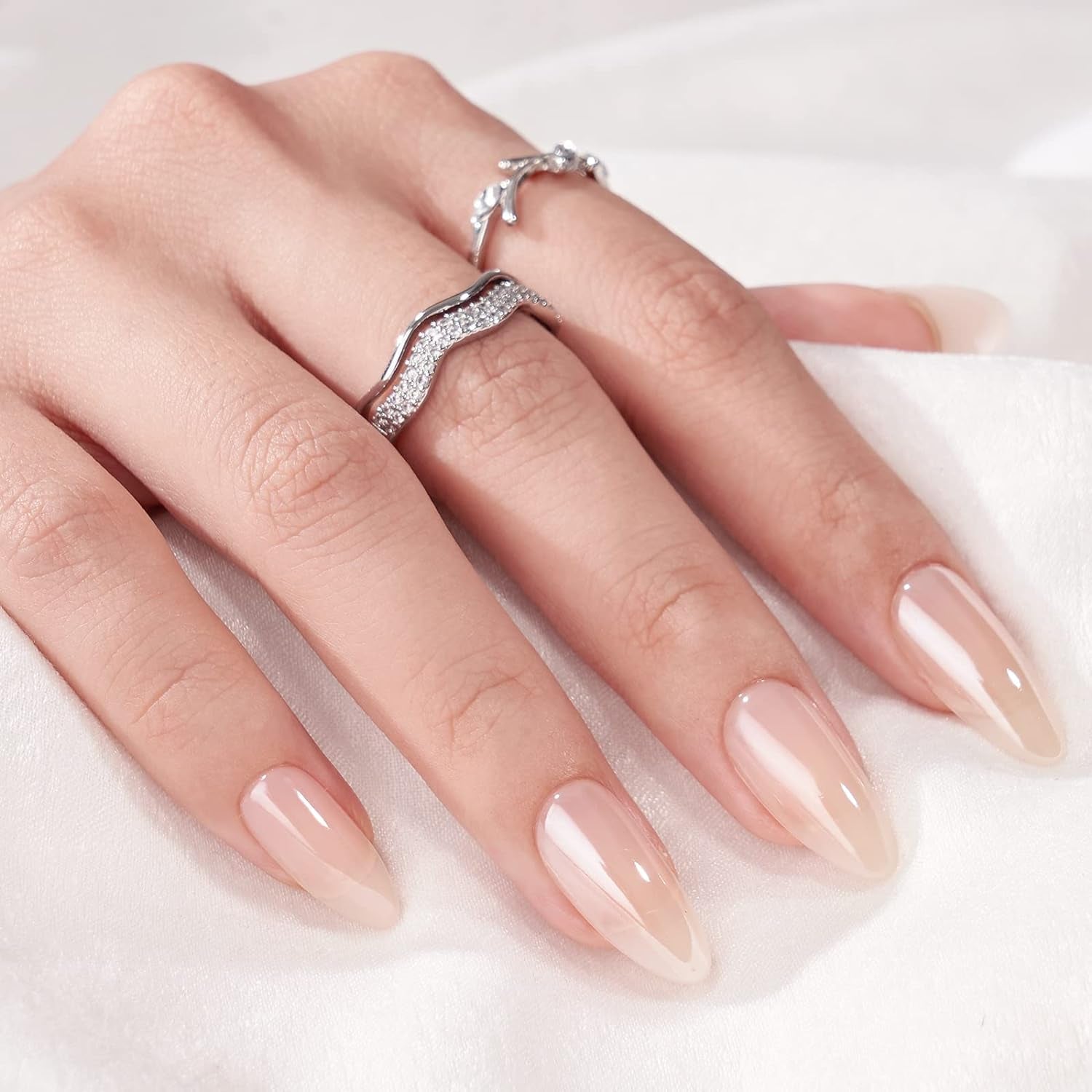 Btartbox Uñas Postizas Cuadradas Cortas Pegamento Baby Boomer En Uñas Postizas Rosa Degradado Blanco Uñas Artificiales Cortas con Pegamento para Uñas 30 Piezas Uñas Postizas Cuadradas