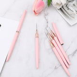 Nail Art Liner-Brush 5-Teiliges Gel-Nagellack-Malerei-Nagel-Punkt-Zeichnungs-Werkzeug Für Lange Linien Kunst-Design-Stift-Set Metallgriff Nail-Art-Design-Binsel para mujeres