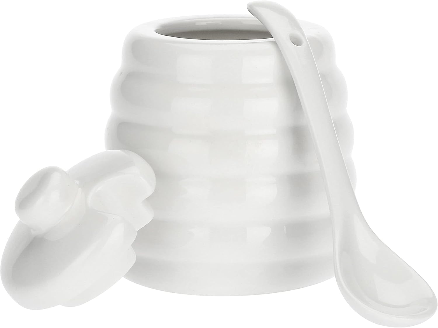 la Porcellana "Azucarero con Cuchara para el Hogar, Caja Regalo, Blanco"