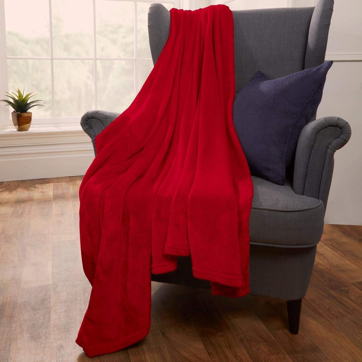 Brentford's Colcha de forro polar ultra suave, gris plateado, doble grande - 150 x 200 cm Camas y mantas Beuche den Brentfords-Store rojo 150 x 200 cm