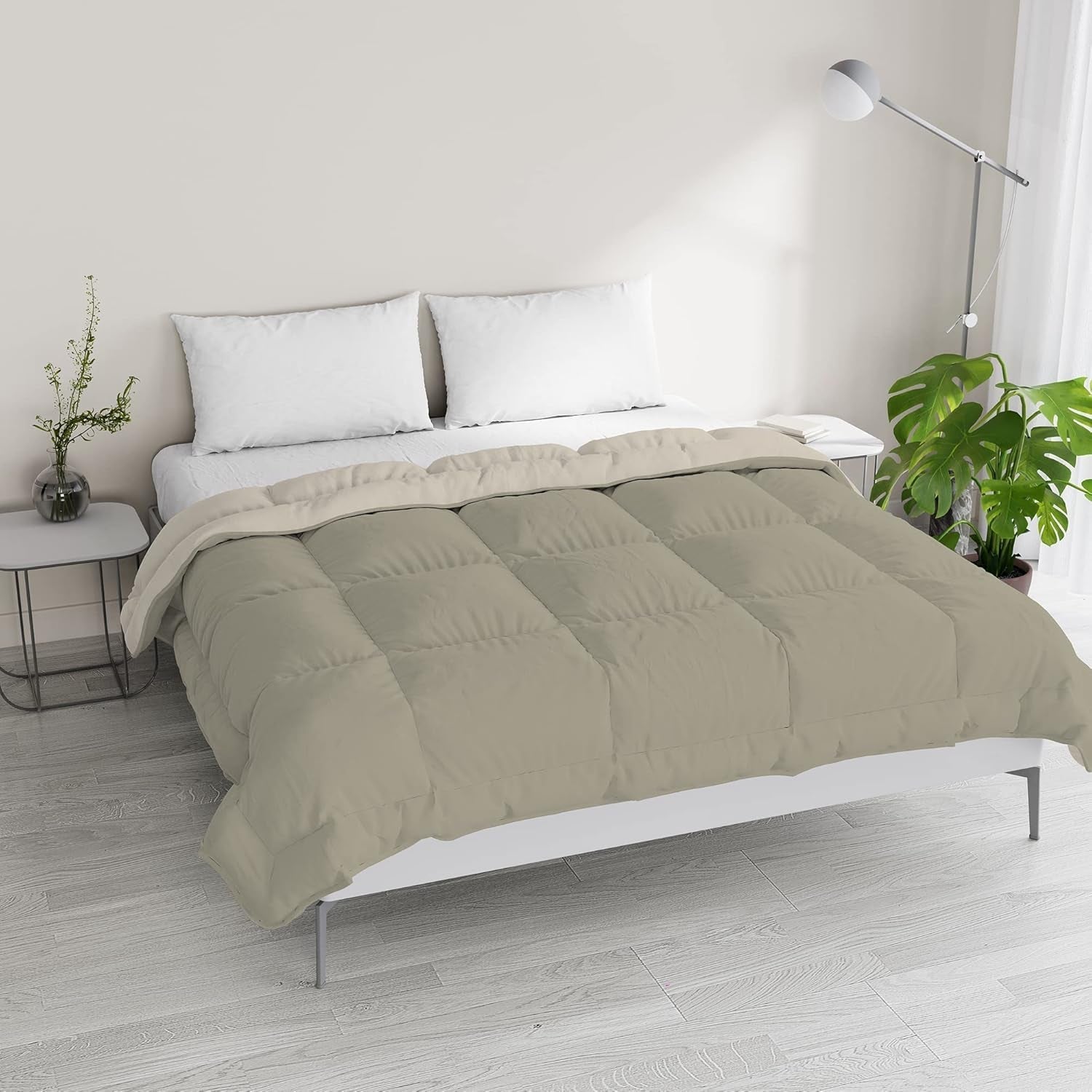 Ropa De Cama Italiana, Edredón De Invierno, Taupe/Crema, 250X200Cm Edredones y edredones Naty Shop
