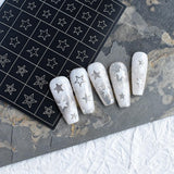 6 hojas de pegatinas de uñas con plantilla de aerógrafo, mariposa, llama, estrellas, corazón, estrellas, pegatinas de uñas, herramienta de plantilla de impresión, pegatinas autoadhesivas para mujeres, pegatinas de diseño de arte de uñas