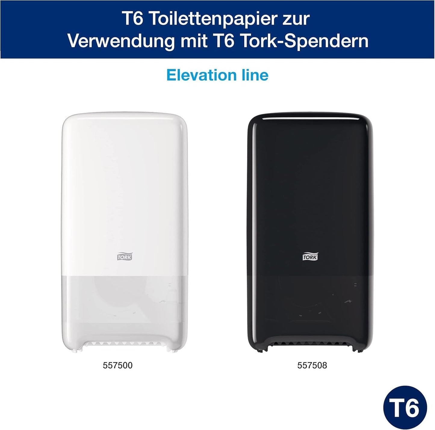 Tork 127530 Papel higiénico suave Midi de calidad avanzada para dispensador de papel higiénico Tork T6 de doble rollo/papel higiénico suave de 2 capas resistente a desgarros, paquete de 27 (27 x 100 metros)