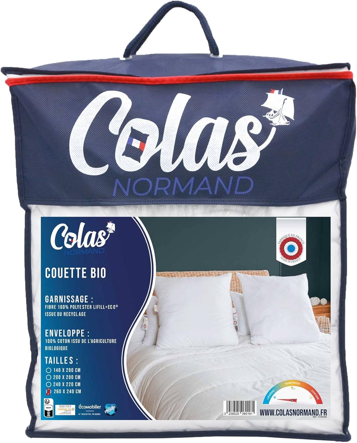 COLAS NORMAND edredón 260 X 240 cm, algodón orgánico y relleno reciclado, ligero, suave, lavable a máquina a 40 °C Edredones y colchas Naty Shop Título predeterminado