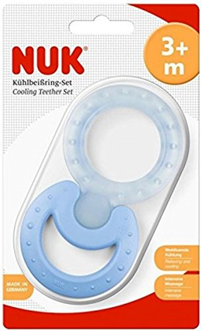 NUK Classic and Cool Juego de anillos de dentición enfriadores de 2 piezas para masaje y enfriamiento 1 juego Sin BPA Colores surtidos