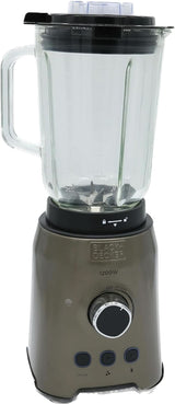 BLACK+DECKER Batidora de pie | 500W | 2 velocidades | Función de pulso | Glaskrug | 1,5 litros | Edelstahlmesser Mit 4 Klingen | Herausnehmbar Und Leicht Zu Reinigen | Cocina Weiß Und Grau Naty Shop 1200W Edelstahl