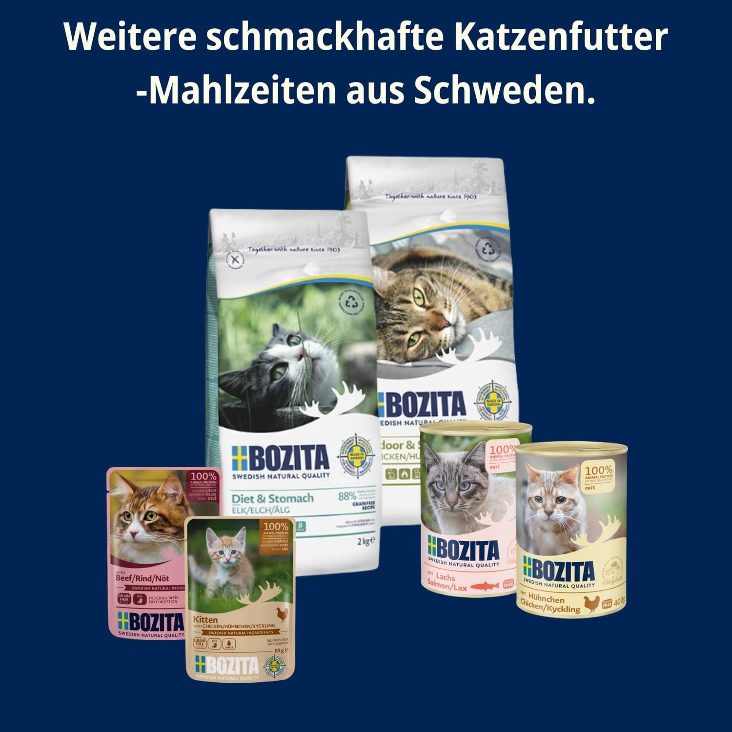 Bozita Mousse MSC Salmón - 12 x 85 g comida húmeda para gatos con textura fina de mousse y salmón - receta sin cereales, sin azúcares añadidos ni colorantes - con postbióticos para favorecer la flora intestinal