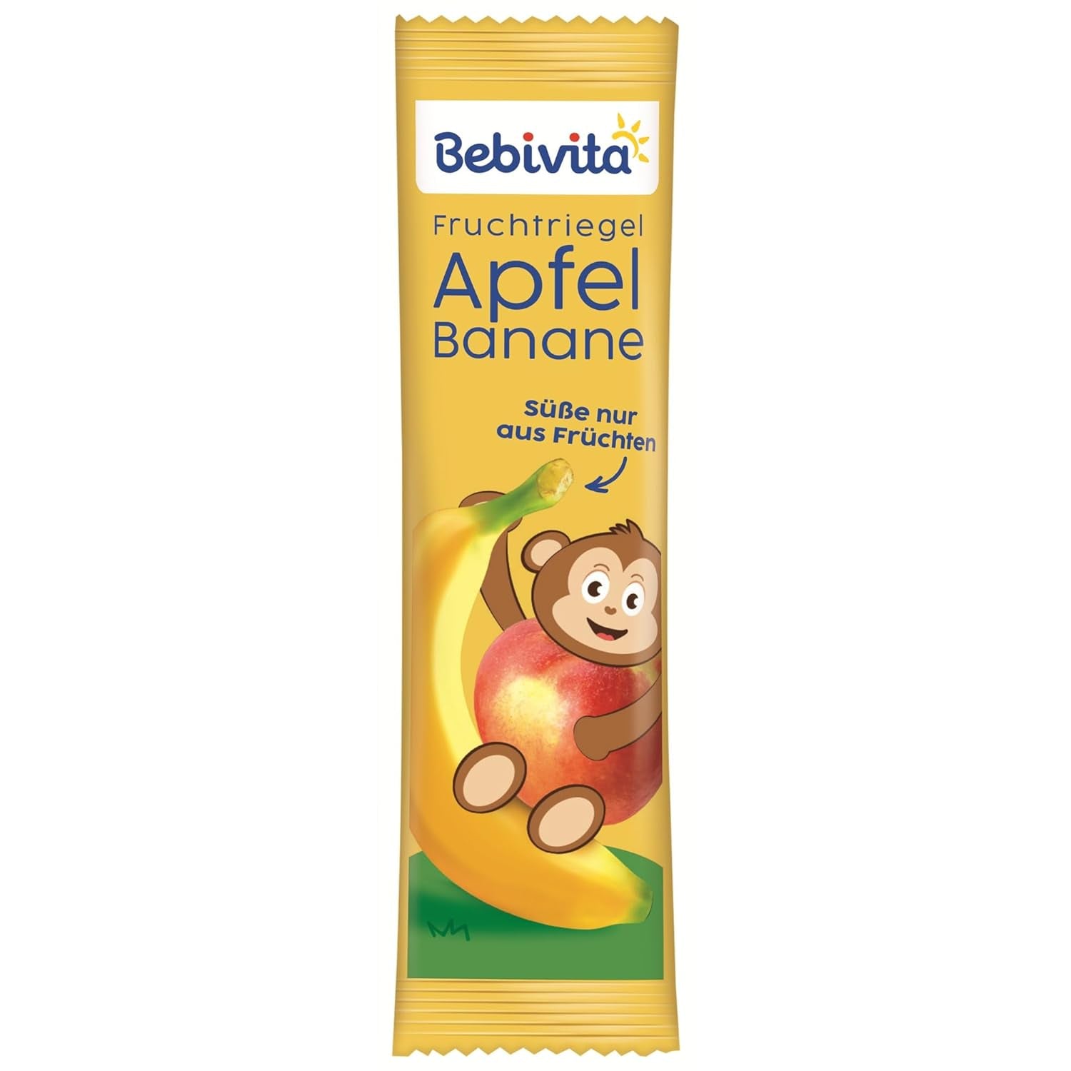 Barritas de manzana y plátano (20 x 25g), endulzadas únicamente con fruta, perfecto snack entre horas, elaborada a partir de ingredientes estrictamente controlados y seleccionados.