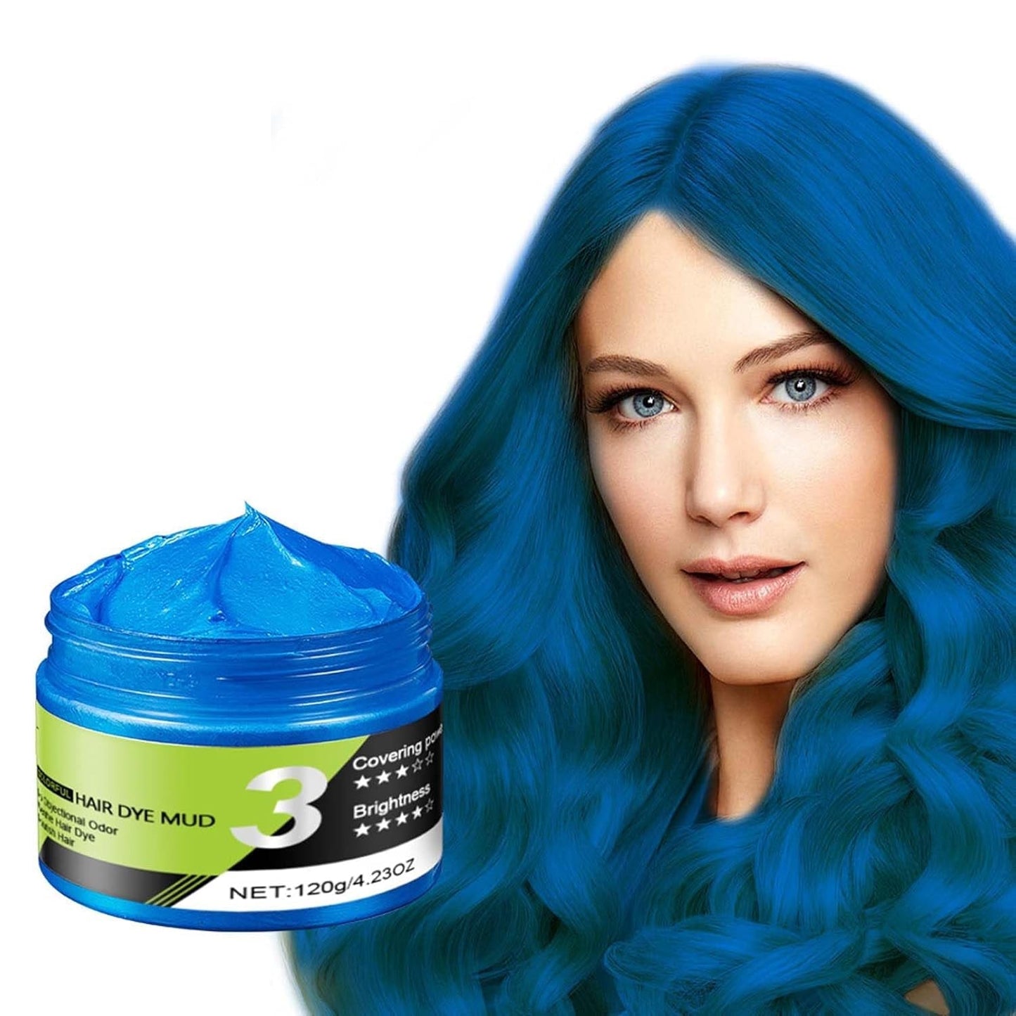 Cera para el cabello azul, spray para el cabello azul temporal, color azul loco, tinte para el cabello lavable, tinte para el cabello instantáneo, color de cabello natural, peinado para hombres, mujeres, fiesta, Naty Shop, tinte para el cabello Título predeterminado