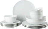 Rosenthal Junto White vajilla de porcelana, blanco, platos llanos, platos llanos Ø 22 cm, platos llanos Ø 21,5 cm y cuencos de cereales Ø 14 cm, 0,62 l, aptos para lavavajillas y microondas, juego para 4