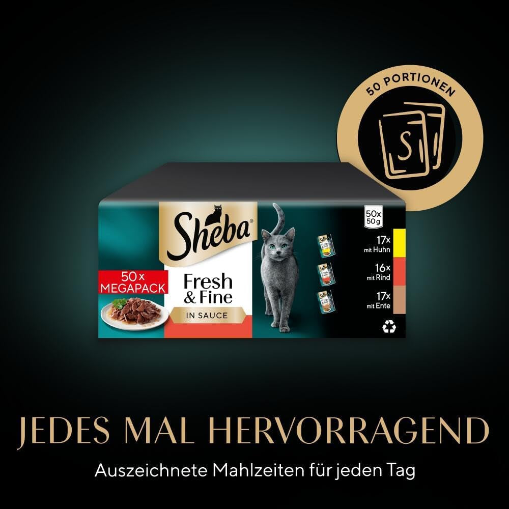 Sheba CATCARE Bolsa húmeda fresca y fina (carne) Trozos en salsa Adulto 50G Multipack Estándar