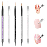 Juego de 5 pinsel para decoración de uñas, herramienta para puntear, Pinsel para Nailart, Nageldesign, bolígrafo para puntear de doble punta, Strass, acrílico profesional, Feinmalerei, diseño de uñas