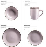 Vajilla moderna para 6 personas con borde de latón, servicio combinado en forma de taza sin borde de 24 piezas, lavanda
