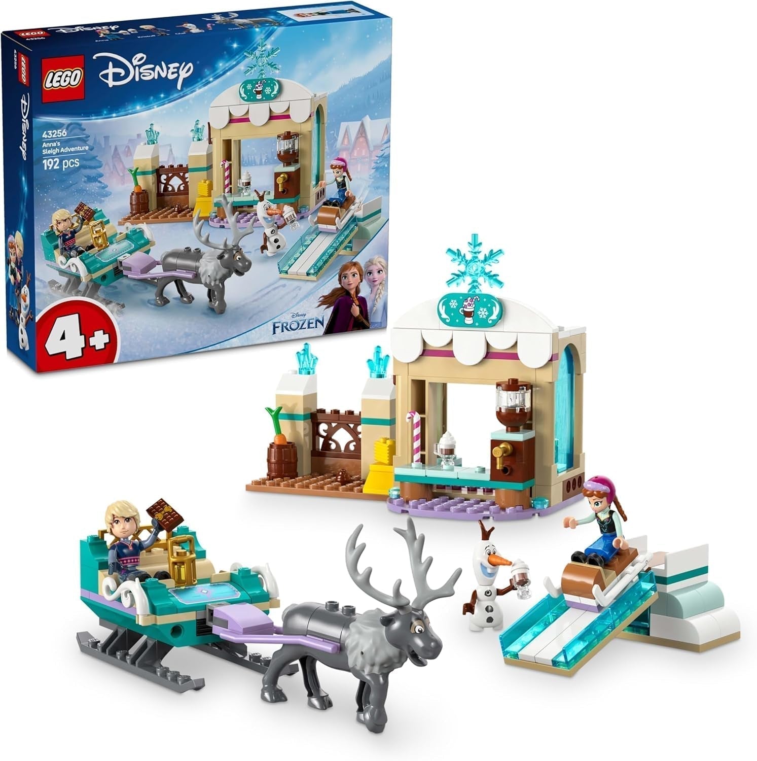 LEGO Ç€ Disney Frozen Anna's Sleigh Adventure, juguete de construcción y juego de fantasía, puesto de chocolate con minimuñecas de Anna, Kristoff, Olaf y Sven, juguete de princesa para niñas a partir de 4 años 43256 Juegos de construcción Besuche den LEGO-Store Default Title