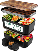 Umami Fiambrera para Adultos, Fiambrera Bento Apilable Antigoteo con 4 Cubiertos y Compartimentos, Fiambrera para Adultos, Ensaladera para Llevar, Fiambrera para Picnic/Oficina, Gris Antracita, 1500ml Naty Shop Cajas para Almacenar Alimentos Wengué Negro - 1500 Ml Apilables Uno Dentro De Otro L - 1500 Ml Apilables Uno Dentro De Otro