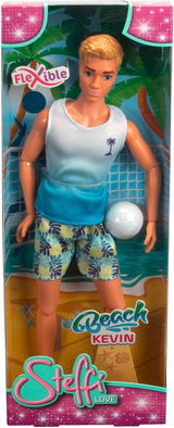 Steffi Love Beach Kevin, Kevin en bañador con camiseta y pelota de voleibol, totalmente móvil, muñeca de 30 cm, a partir de 3 años, blanco Naty Shop Dolls Título predeterminado