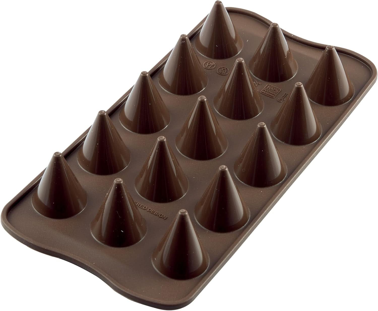 Molde Praliné de Silicona Silikomart Cono Ø 2,6 x H 2,8 cm, 7,5 ml, 15 cavidades (SCG20) Cocina Naty Shop Conos Scg20