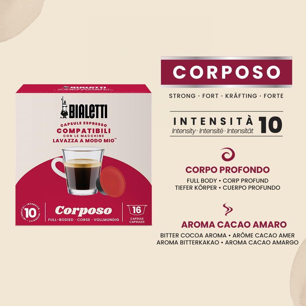 -Kaffee Lavazza®-compatible Kapseln – Corposo – 16 Kapseln (Packung mit 3)