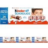 Kinder Chocolate - Barras de chocolate con leche rellenas - 1 paquete que contiene 24 barras individuales (24 x 12,5 g).